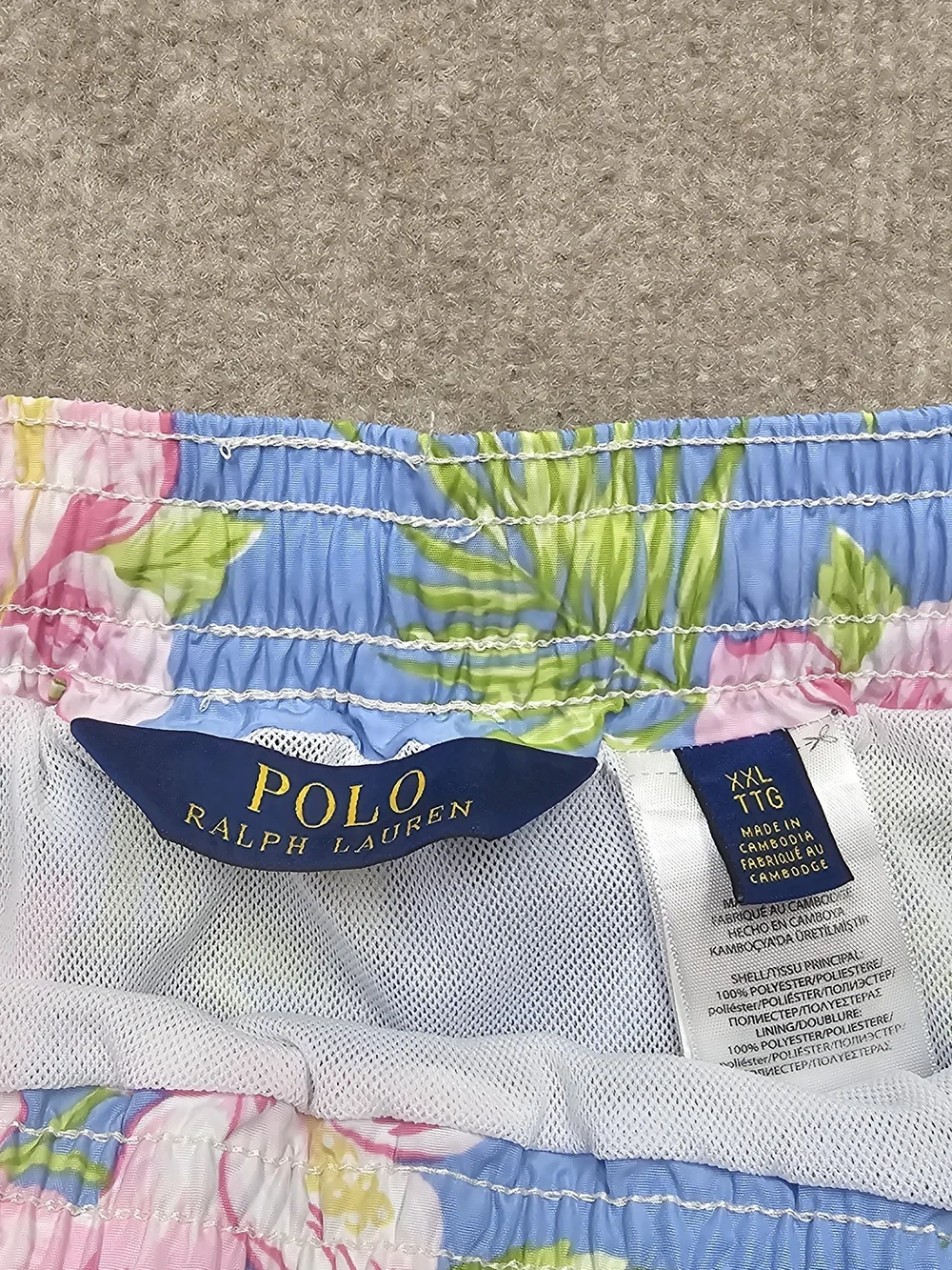 Polo Ralph Lauren Men’s XXL Swim Trunks Blue Pink Floral Hawaiian Board Shorts